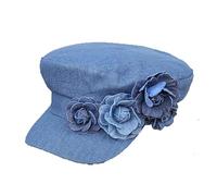 Boina de mezclilla para mujer, diseño de flores, artista francés, pintora, informal, sol, azul celeste, M