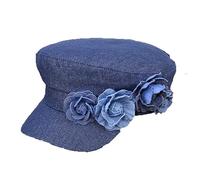 Boina de mezclilla para mujer, diseño de flores, artista francés, pintora, informal, sol, azul, M