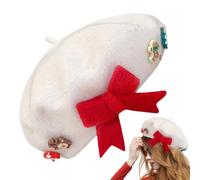 Boina de Navidad, sombreros de Navidad para mujer | Boina linda mujer - Sombreros de boina de lana para mujer, sombrero francés cálido, sombrero de gorro de pintor de invierno para dama