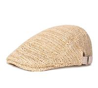 Boina de paja para mujeres y hombres, gorra plana de malla para verano, playa, hiedra, cabbie, lisa, ajustable, para conducir, caqui, Talla única