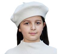 Boina francesa de lana para niños, estilo clásico, moderno, cálido, color sólido, para artista, para bebés y niñas, Blanco, talla única