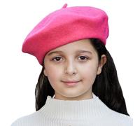 Boina francesa de lana para niños, estilo clásico, moderno, cálido, color sólido, para artista, para bebés y niñas, Rosa, talla única