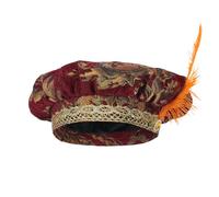 Boina Medieval Estilo Tudor Sombrero Renacentista Con Plumas Silueta De Muffin De Bardo Accesorio De Disfraz Textura Hecha A Mano Estilo De Época Juego De Roles Sombreros Aspecto Histórico Diseño