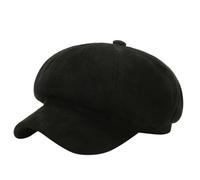 Boina monocromática con ocho campos para caras pequeñas y moda diaria versátil, Negro , Talla única