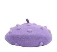Boina Mujer Boina De Lunares Kawaii para Padre E Hija, Cálida, De Invierno, Hecha A Mano, para Pintor, Color Morado, 56-58 Cm, para Adultos