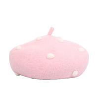Boina Mujer Boina De Lunares Kawaii para Padre E Hija, Cálida, De Invierno, para Pintor, Hecha A Mano, Color Rosa, 56-58 Cm, para Adultos