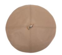 Boina Mujer Clásico Gorro de Boina Cuero PU for Primavera/Invierno, Gorros Pintor for Mujer, Color arcoíris, Blanca/roja, Sombrero Berer Suave for, cálido(Khaki,XXL59-60cm)