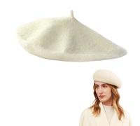 Boina Mujer Francesa Clásicos,Boinas de Lana para Mujer,BoinaDe Lana Gorro Francés,Elegantes Gorros Franceses para Mujeres,BoinaRetro HombreBoinas Vascas Beret HatBoina Disfraz Mimo,Blanco