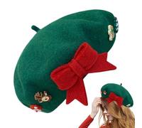 Boina navideña,Sombreros navideños para mujer,Sombrero francés de lana | Boina francesa para mujer, elegante gorro de invierno para mujeres y niñas, sombreros decorativos de pintor