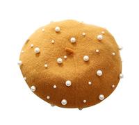 Boina para mujer, estilo francés, boina octogonal, estilo francés, boinas de color caramelo, vintage, color liso, elegante, casual, para campus, viajes, vacaciones, amarillo, Talla única