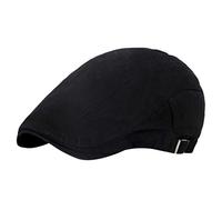 Boina sin sombrero de algodón ajuste suave Cabbie Unisex Noticias Gorro y estilo de moda casual Vestido Gorra de béisbol Mujer, Negro , Talla única