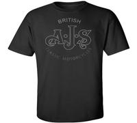 BOINAITS AJS Motorcycles Tribute British Biker Motorbike Grey Logo T Shirt Black S
