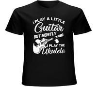 BOINAITS I Play The Ukulele Tshirt Music Guitar Awesome Birthday Casual Custom Short Sleeve Cotton T Shirt Black L