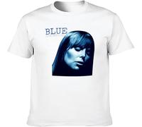 BOINAITS Joni Mitchell Blue Canadian Singer Songwriter Men Adult Short Sleeve T Shirt White XXL