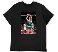 BOINAITS Larry Bird Photo Poster Casual Custom Short Sleeve Cotton T Shirt Black S