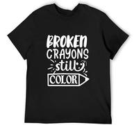 BOINAITS Men's Broken Crayons Still Color Cotton T Shirt Black 3XL