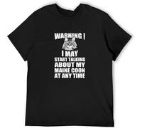 BOINAITS Warning I May Start Talking About My Maine Coon at Any Time Casual Custom Short Sleeve Cotton T Shirt Black 3XL