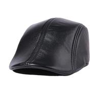 Boinas de piel auténtica para hombre, estilo casual, color negro, con diseño de pico de pato y hiedra, gorras planas de directores italianos, Negro, L