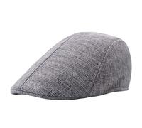 Boinas Gorra Plana para Hombre Mujer, Gorras de Verano de Lino Respirable Casquillo Irlandesa Cabbie Gatsby Cap Newsboy Hat Sombreros Visera Flat Cap (FR/ES, Letras, Talla única, Gris Claro)