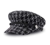 Boinas para Mujer Vintage Sombreros de Pata de Gallo Clásico Gorra Caliente Beret Gorras Planos de Invierno Elegantes para Mujer (M, 56-58 cm) Negro 1 Pieza