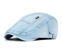 YUECIBAI Boinas Sombreros Boina Vaquera De Gran Tamaño Gorra Desgastada Lavada Gorra Ajustable De Algodón para Vendedor De Periódicos Sombreros Vintage Gorra Plana 59-62 Cm Azul Cielo