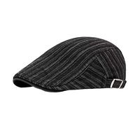 boinas Sombreros de boina de mezclilla ajustables Hombres Mujeres Retro Jeans Boinas Rayas Sombrero de vendedor de periódicos Primavera Otoño Sombreros for el sol Gorras casuales ( Color : Nero , Size