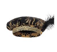 Boineta Medieval - Tocado Histórico Con Plumas Estilo Muffin | Sombrero Renacentista Emplumado Estilo Tudor | Accesorio De Disfraz Para Juego De Rol Juglar | Festival De Recreación Histórica Atrezo De