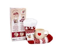 Boissons chaudes pour pieds froids Rouge: Coffret avec 1 paire de chaussettes doublées en polaire et antidérapantes, 1 mug en céramique gravé, 1 livre de 22 recettes réconfortantes