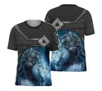boiszeda 3D Oversized Streetwear Hombres Mitología Nórdica Camiseta - 3D Vikingo Camiseta Hombre Poliéster Gym Tshirt Hombre Vikingo Costume - for Festival, Carnival & Event