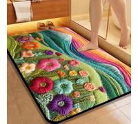 boiszeda Alfombras 3D con Flores, Alfombrilla de baño Absorbente de Tierra de diatomeas, Alfombrilla Antideslizante Moderna para Pasillo, Dormitorio, baño y lavadero