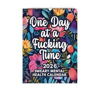 boiszeda Calendario de Salud Mental 2026 con palabrotas Divertido planificador mensual Creativo para la Oficina en casa Arte para el hogar. Regalo humorístico