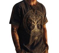 boiszeda Camiseta vikinga para Hombre Camisetas con Motivos de runas nórdicas Camiseta del Árbol de la Vida Ropa vikinga de Estilo Vintage