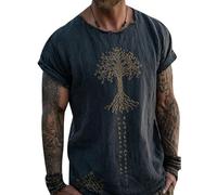 boiszeda Camiseta vikinga para Hombre Camisetas con Motivos de runas nórdicas Camiseta del Árbol de la Vida Ropa vikinga de Estilo Vintage