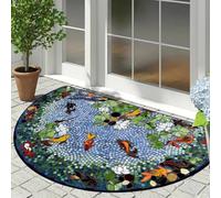 boiszeda Estilo Étnico Bohemio Felpudo 3D Ilusión Óptica Semicuadrado Terciopelo Cristal Apto para Sala Porche Entrada 40x60cm 50x80cm 60x90cm