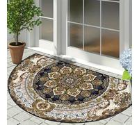 boiszeda Estilo Étnico Bohemio Felpudo 3D Ilusión Óptica Semicuadrado Terciopelo Cristal Apto para Sala Porche Entrada 40x60cm 50x80cm 60x90cm