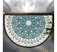 boiszeda Felpudo Bohemio Étnico 3D Ilusión Semicuadrado Terciopelo Cristal Lavable para Porche Pasillo Entrada Sala Dormitorio 40x60cm 50x80cm 60x90cm