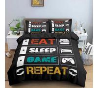 boiszeda Juego de Cama Game Over Juego de Funda nórdica y Fundas de Almohada Individuales y Dobles Funda de Cama de Microfibra Suave con Estampado Divertido