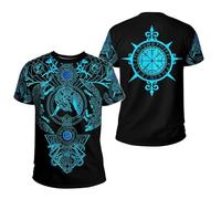 boiszeda Mitología Nórdica Oversized Camiseta Hombre 3D Vikingo Camiseta Hombre 3D Oversized Gym Tshirt - Poliéster Y2K Vikingo Costume - for Carnival, Event & Music Festival
