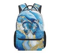 boiszeda Mochila con estampado de mármol azul gran capacidad mochilas escolar para estudiantes mochila para portátil informal y estética ideal para la vuelta al cole los viajes y el día a día