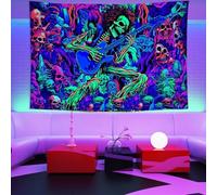 boiszeda Tapisseries néon psychédéliques réactives aux UV qui brillent dans le noir Fond de fête, décoration murale psychédélique, tapisseries lumineuses pour chambre à coucher, salon