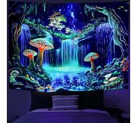 boiszeda Tapisseries néon psychédéliques réactives aux UV qui brillent dans le noir Fond de fête, décoration murale psychédélique, tapisseries lumineuses pour chambre à coucher, salon