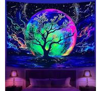 boiszeda Tapisseries néon psychédéliques réactives aux UV qui brillent dans le noir Fond de fête, décoration murale psychédélique, tapisseries lumineuses pour chambre à coucher, salon