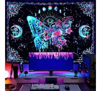 boiszeda Tapisseries néon psychédéliques réactives aux UV qui brillent dans le noir Fond de fête, décoration murale psychédélique, tapisseries lumineuses pour chambre à coucher, salon