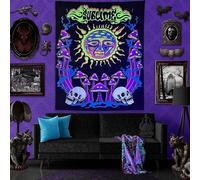 boiszeda Tapisseries néon psychédéliques réactives aux UV qui brillent dans le noir Fond de fête, décoration murale psychédélique, tapisseries lumineuses pour chambre à coucher, salon