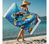 boiszeda Toalla de baño y Playa para Mujer con Borla y Estampado de Delfines Secado rápido Ligera Microfibra Gran tamaño con Vistas a la Playa Ideal para tumbonas natación y Surf