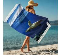 boiszeda Toalla de baño y Playa para Mujer con Borla y Estampado de Delfines Secado rápido Ligera Microfibra Gran tamaño con Vistas a la Playa Ideal para tumbonas natación y Surf