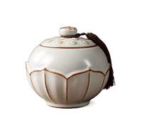 Boîte à thé - Recipiente de té de porcelana con diseño de flor de loto vintage, estilo oriental chino, recipiente de té suelto de cerámica con tapa, contenedor de azúcar y caramelos, tarro de jengibre