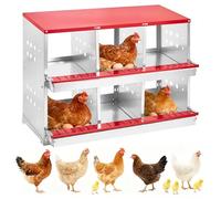 Boîte de Ponte pour poules en métal galvanisé robuste - 6 compartiments - Aérations, Plateforme de repos - Montage peinture murale ou au Sol - Nettoyage facile et collecte aisée Des œufs - Avec