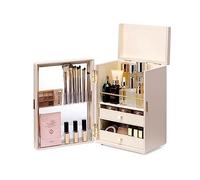 Boîte de rangement pour le maquillage - Elegante caja organizadora de maquillaje a prueba de polvo, impermeable, grande, organizador de cosméticos con puerta y cajones, vitrinas de cosméticos para el