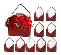 Boîte en Forme d’Enveloppe Saint-Valentin - Lot de 10 Pliables 23x8x3,5cm | Boîte Cadeau Romantique à Pois pour Fleurs et Petits Objets | Emballage Main pour Anniversaire Mariage Diplôme Fête
